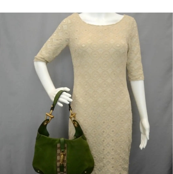 Gucci Olive Suede Shoulder Bag with GG Detail and Gold Hardware VINTAGE JACKIE - Picture 10 of 16